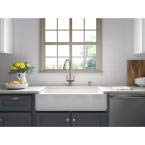 Thierry Two Handle Pull-Down Sprayer Kitchen Faucet with Soap Dispenser in Vibrant Stainless by Kohler - Like New