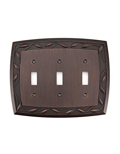 Allen + Roth 3-gang Dark Oil-rubbed Bronze Standard Toggle Metal Wall Plate - Like New