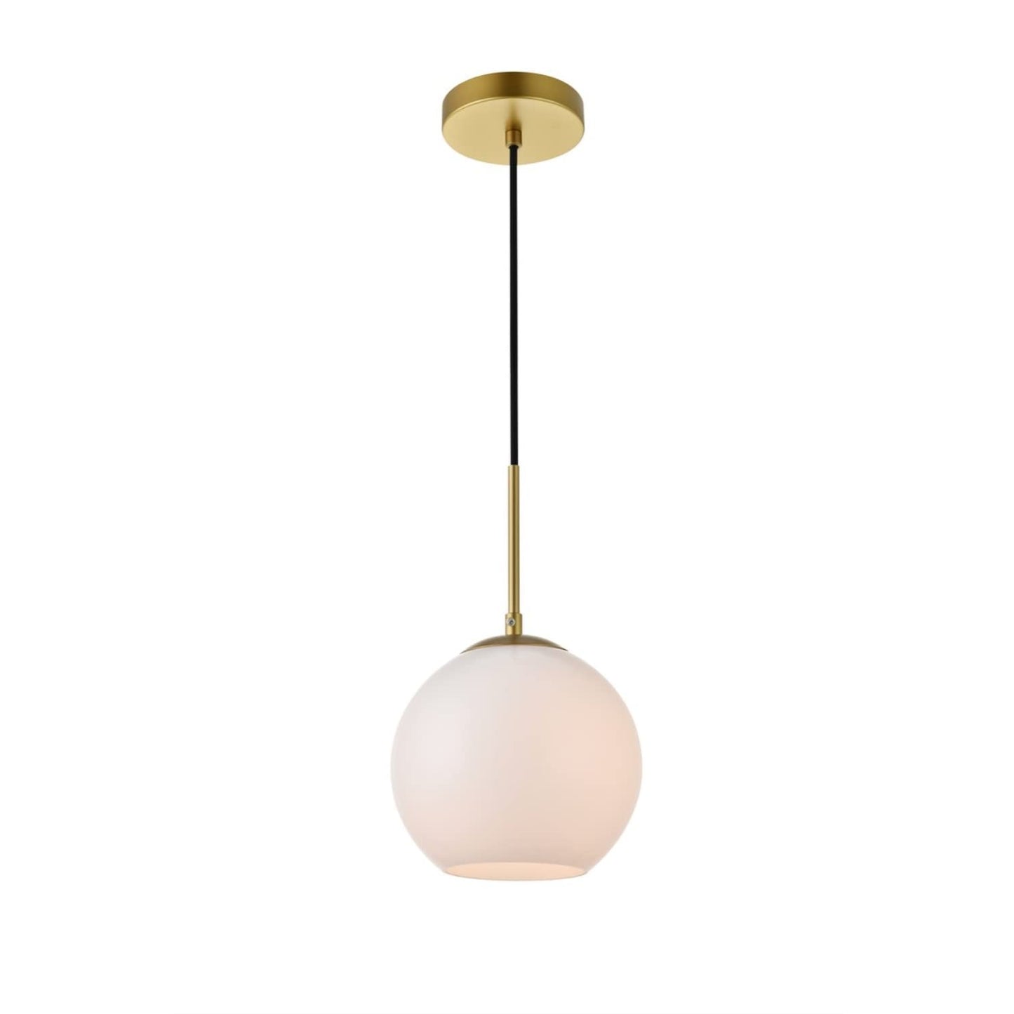 Living District Baxter 1 Light Brass Pendant with Frosted White Glass