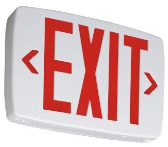 Lithonia Red LED Exit Sign w/ Battery Backup, Red/White, 1/Each