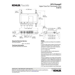 Kohler K-557-K-NA DTV Prompt 3-port Digital Thermostatic Valve