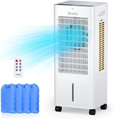 Grelife Portable Evaporative Air Cooler, 3-IN-1 Oscillation Air Cooler with Fan & Humidifier - Like New