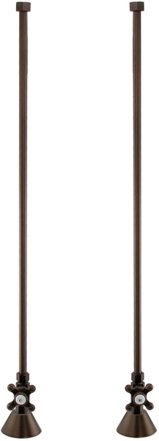 Signature Hardware 139885 Deck Mount Tub Supply Lines with Cross Handle Stops - for Copper Pipe