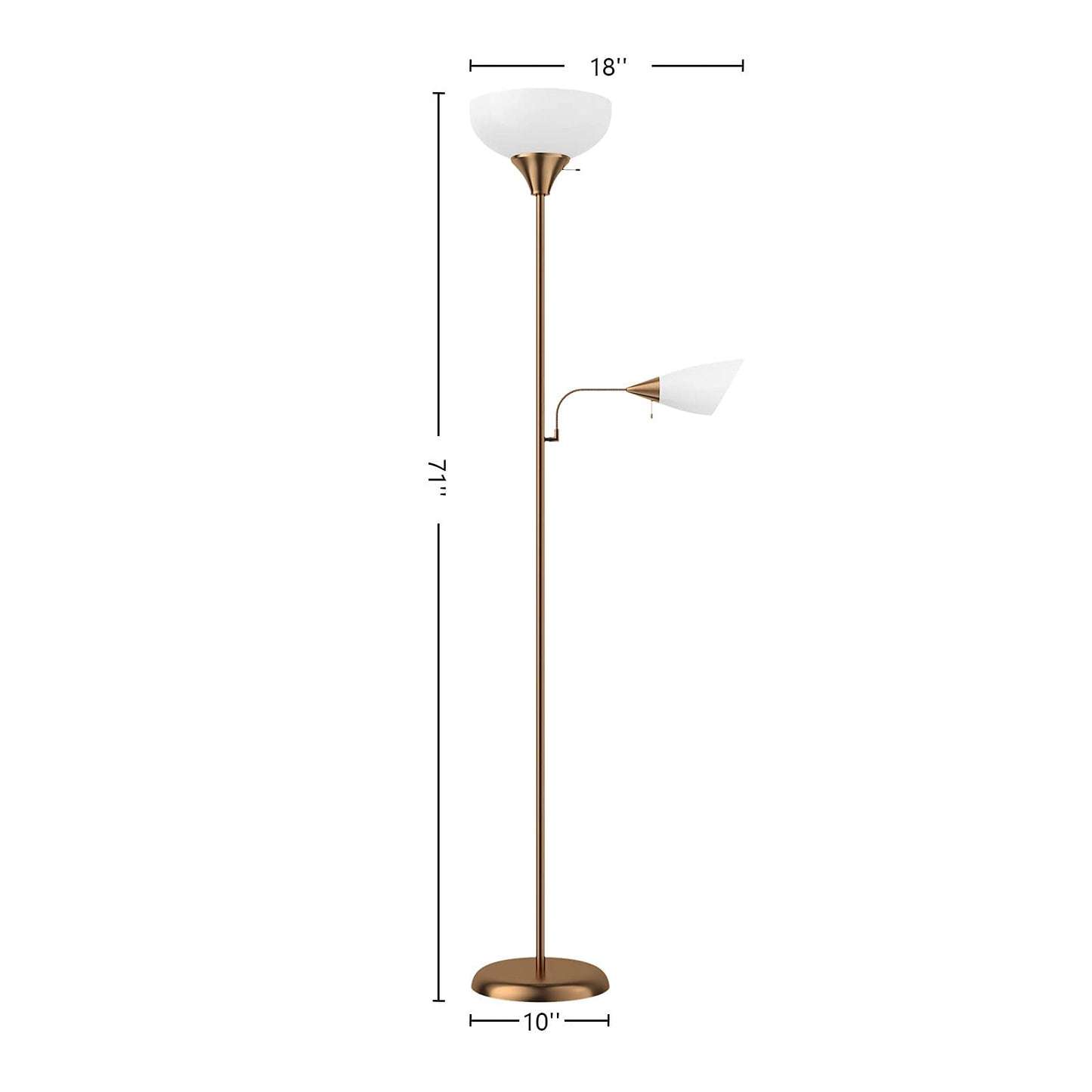 ZJmikia Floor Lamp, 12W Standing Lamp for Living Room/ Bedroom, 71" Modern Tall Lamp with 9W Adjustable Floor Reading Lamp, Torchiere Floor Lamps Standing Floor Lamp with LED Bulbs - Like New
