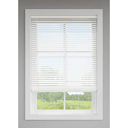 Levolor 2030437 Cordless Faux Wood Blinds 2-in, White, 42.5-in x 64-in