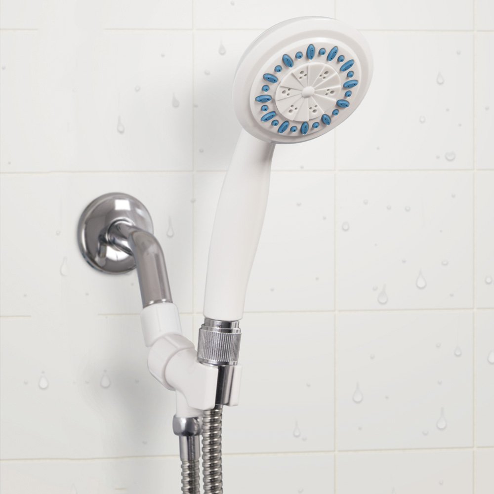 AquaSense 3 Setting Handheld Shower Head with Ultra-Long Stainless Steel Hose, White