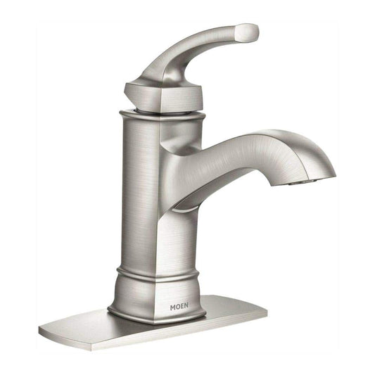 Moen WS84414MSRN Hensley Single Handle 1 Hole Bathroom Faucet, Spot Resist Brushed Nickel