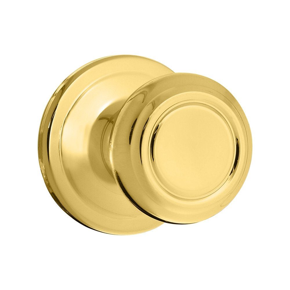 Kwikset Cameron Interior Passage Door Knob, Handle For Closet and Hallway Doors, Non-Locking Doorknob in Polished Brass