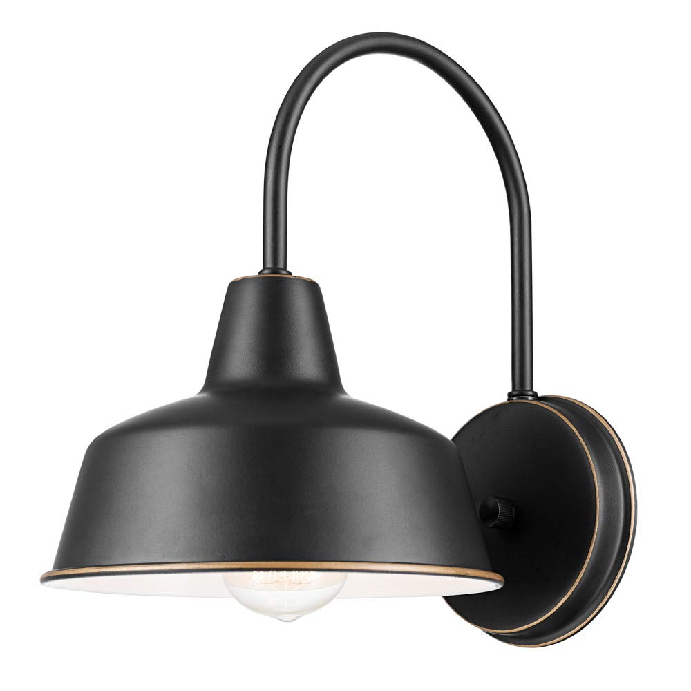 Globe Electric 44303 Delancey 1-Light Outdoor/Indoor Wall Sconce, Oil Rubbed Bronze, White Interior, 11.85"