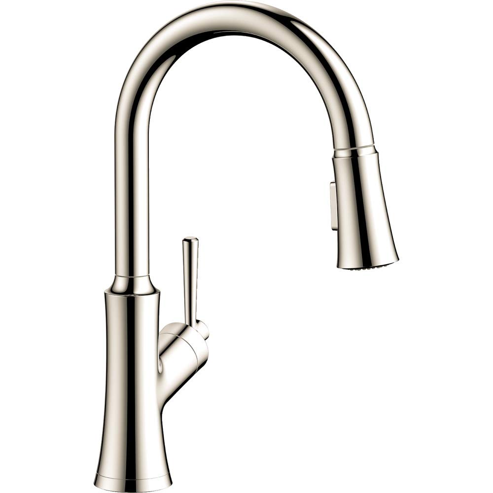 hansgrohe Joleena Brushed Nickel High Arc Kitchen Faucet, Kitchen Faucets with Pull Down Sprayer, Faucet for Kitchen Sink, Polished Nickel 04793830