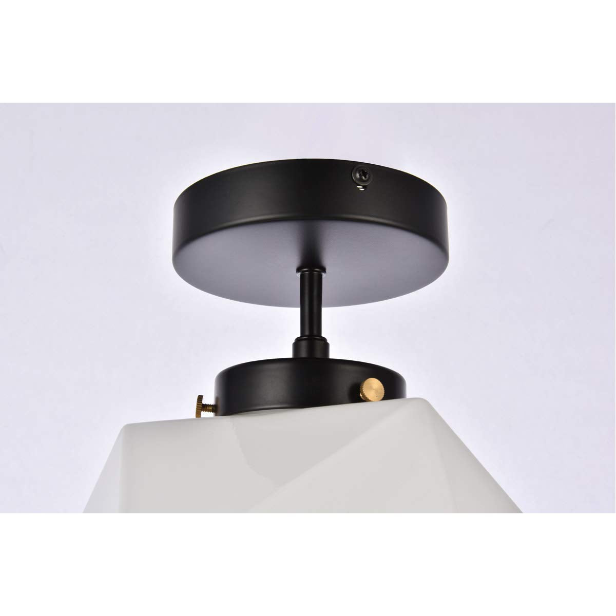 Living District Lawrence 1 Light Black and White Glass Flush Mount
