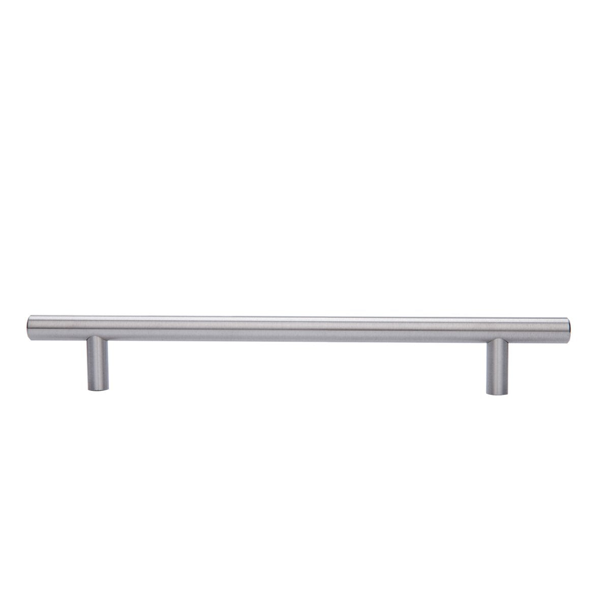 Amazon Basics Euro Bar Cabinet Handle (1/2-inch Diameter), 8.69-inch Length (6.31-inch Hole Center), Satin Nickel, 10-Pack - Like New