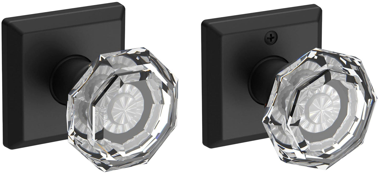 Baldwin FDCRYTSR044 FD.CRY.TSR Crystal Non-Turning Two-Sided Dummy Door Knob Set with Square Rose