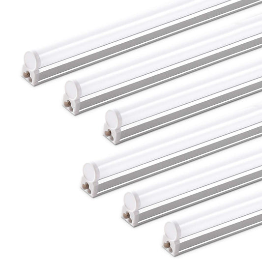 (6 Pack) Barrina LED T5 Integrated Single Fixture, 4FT, 2200lm, 6500K (Super Bright White), 20W, Utility LED Shop Light, Ceiling and Under Cabinet Light, Corded Electric with ON/OFF Switch, ETL Listed - Like New