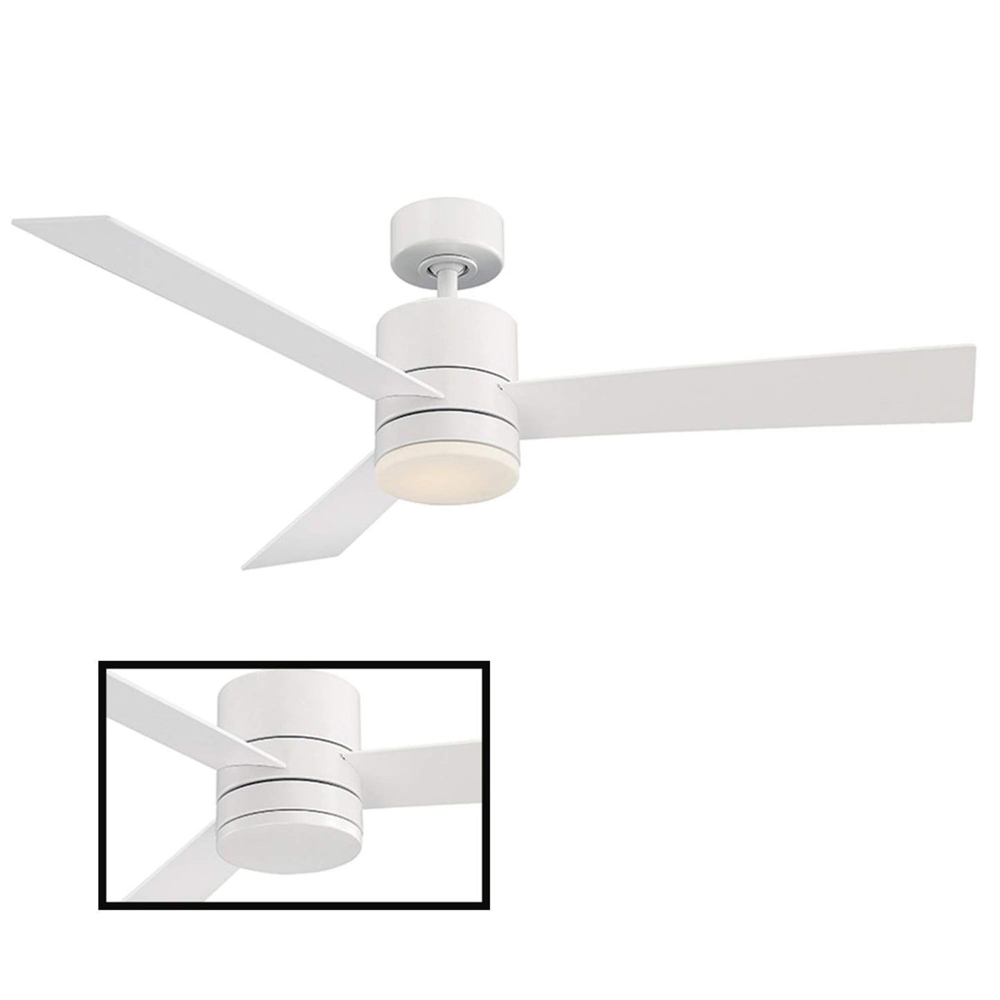 Axis Smart Indoor and Outdoor 3-Blade Ceiling Fan 52in Matte White with 2700K LED Light Kit and Remote Control works with Alexa, Google Assistant, Samsung Things, and iOS or Android App - Like New
