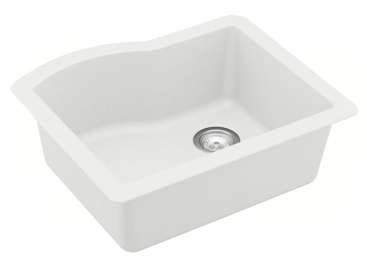 Karran QU-671 Undermount Quartz Composite 24 in. Single Bowl Kitchen Sink in White