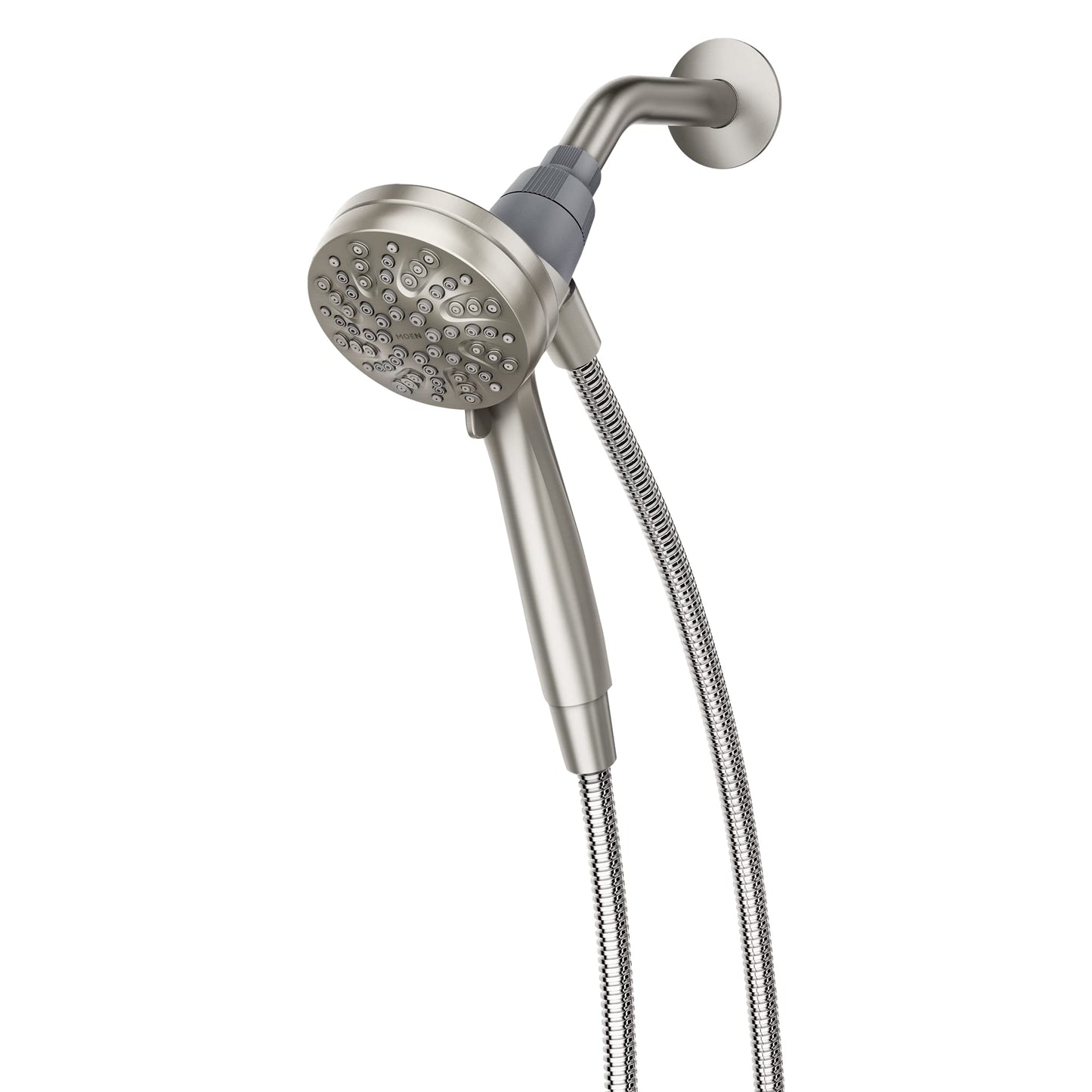 Moen Engage Magnetix Spot Resist Brushed Nickel 3.5-Inch Six-Function Eco-Performance Handheld Showerhead with Magnetic Docking System for Bathroom Shower, 26100SRN - Like New
