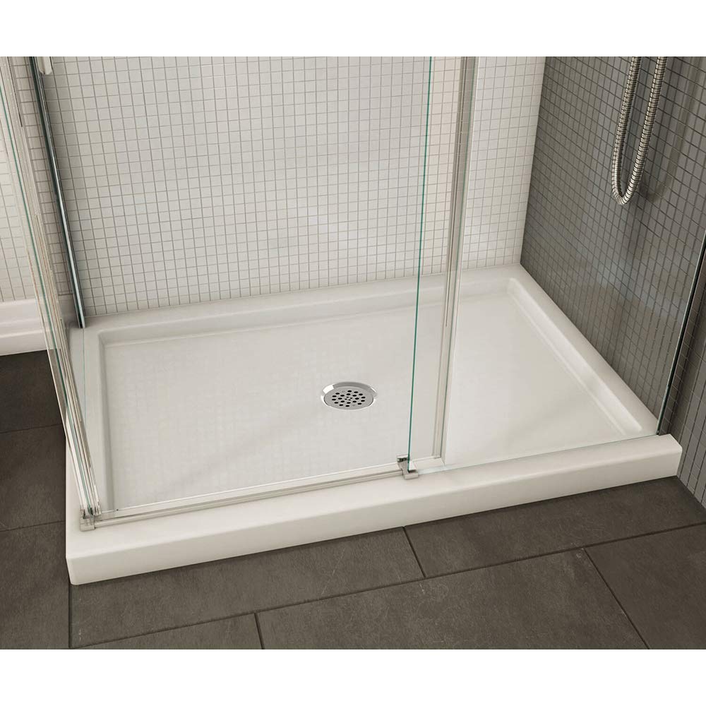 MAAX B3Round Rectangular Acrylic Corner Right Shower Base with Center Drain, 59.875-in L x 35.875-in W x 4-in H, White