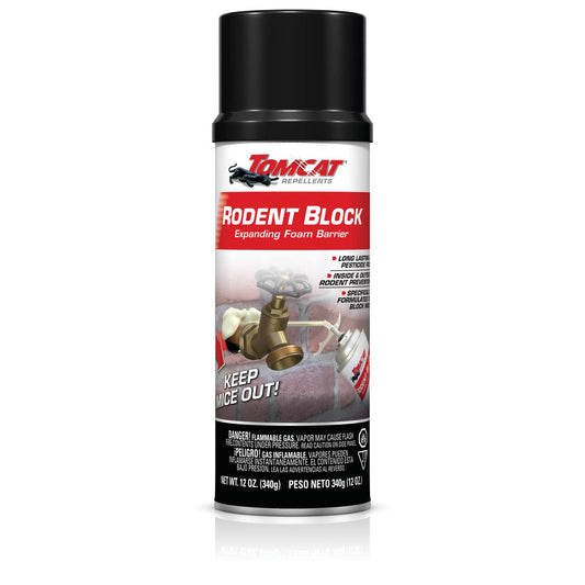Tomcat Rodent Block Expanding Foam Barrier, Fills Gaps to Keep Mice From Entering the Home, 12 oz.