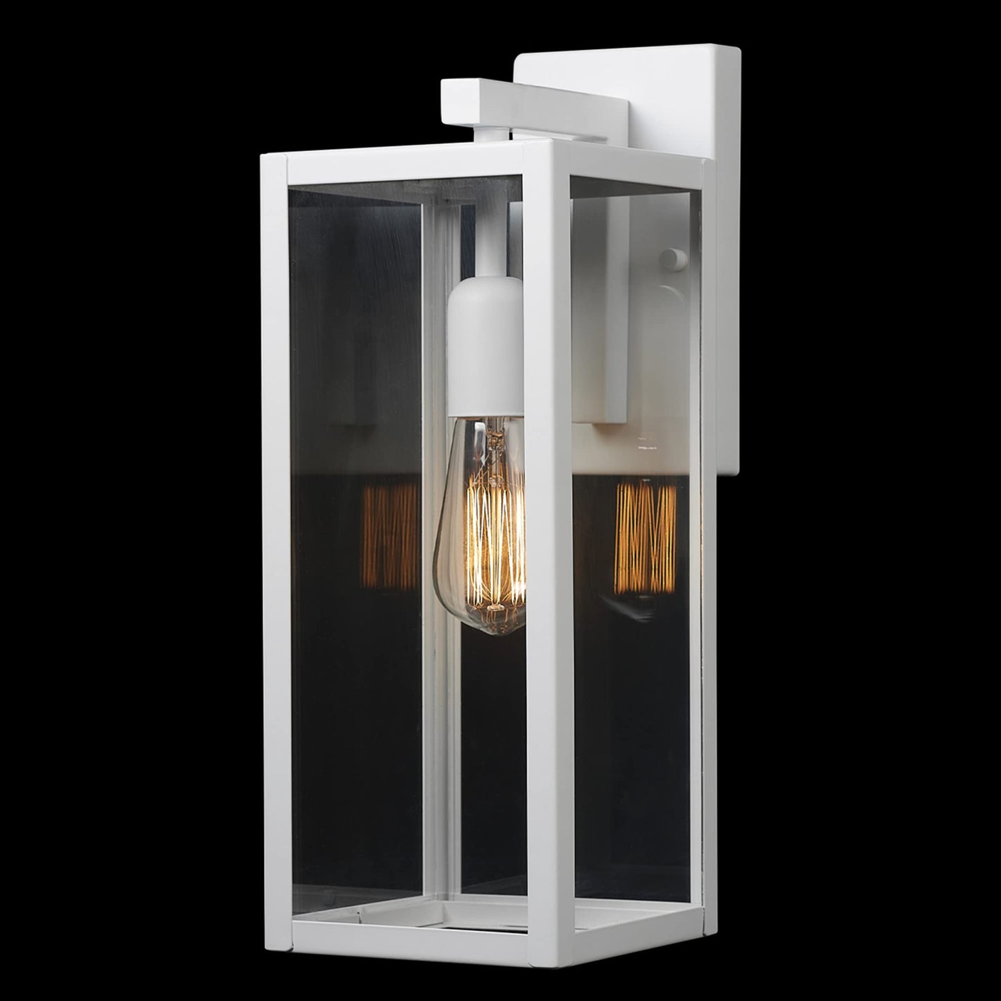 Globe Electric 44836 Bowery 1-Light Outdoor Indoor Wall Sconce, Matte White, Clear Glass Shade