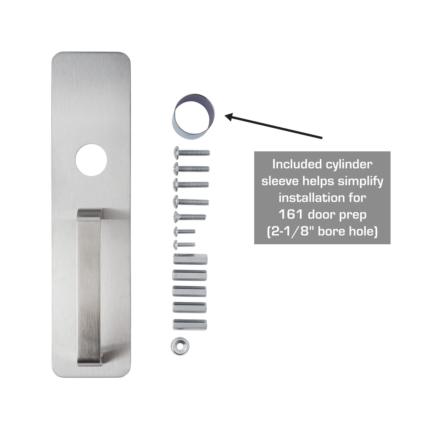 BRINKS Commercial - Commercial Door Pull Plate with Cylinder Hole, Satin Chrome Finish - Meets ANSI Grade 1 Standards, is UL Listed, and is ADA Compliant