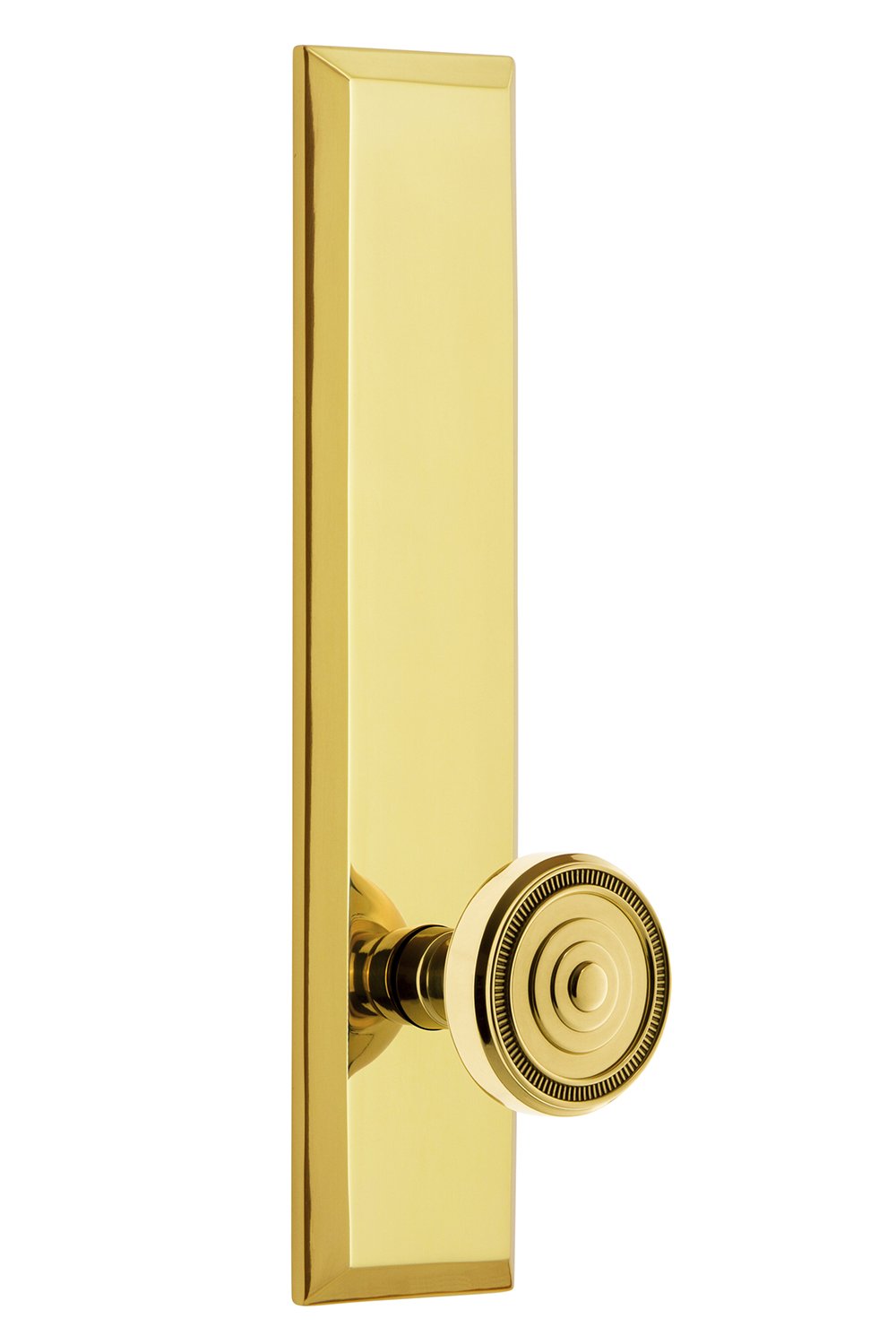 Grandeur 835946 Hardware Fifth Avenue Tall Plate Soleil Knob Size, Passage-Backset: 2.375", Polished Brass - Like New