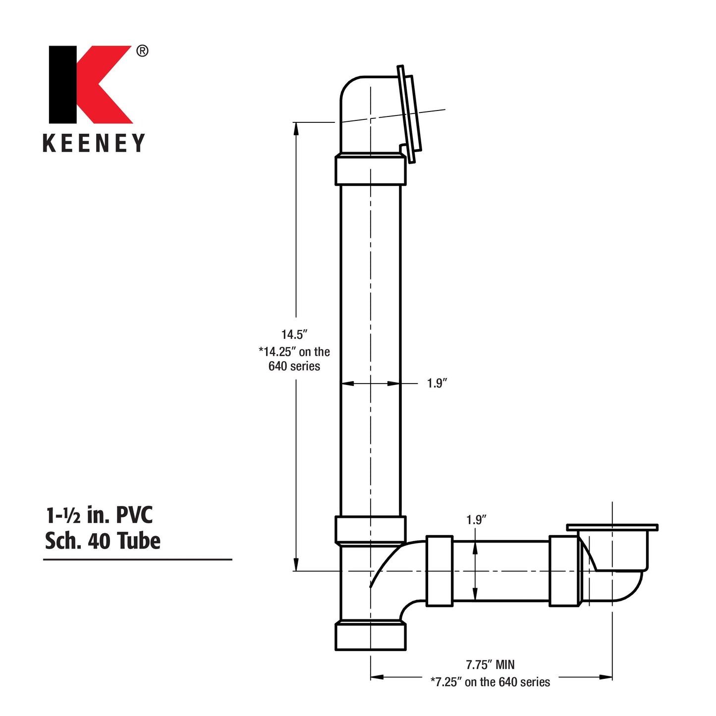 Keeney K630PVCDSBN Foot Lok Stop Bathtub Drain Kit, 1-1/2-Inch Fits All Standard Size Tubs, Brushed Nickel