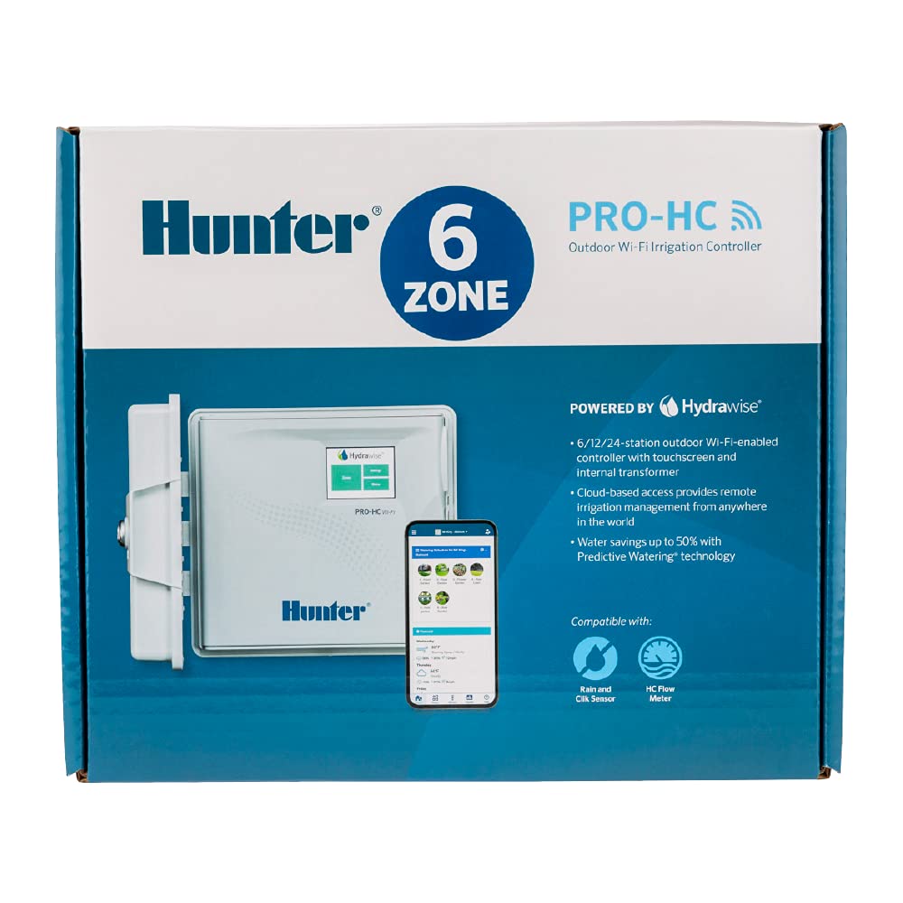 HUNTER Hydrawise Pro-HC 6-Station Outdoor Wi-Fi Irrigation Controller (PHC-600)