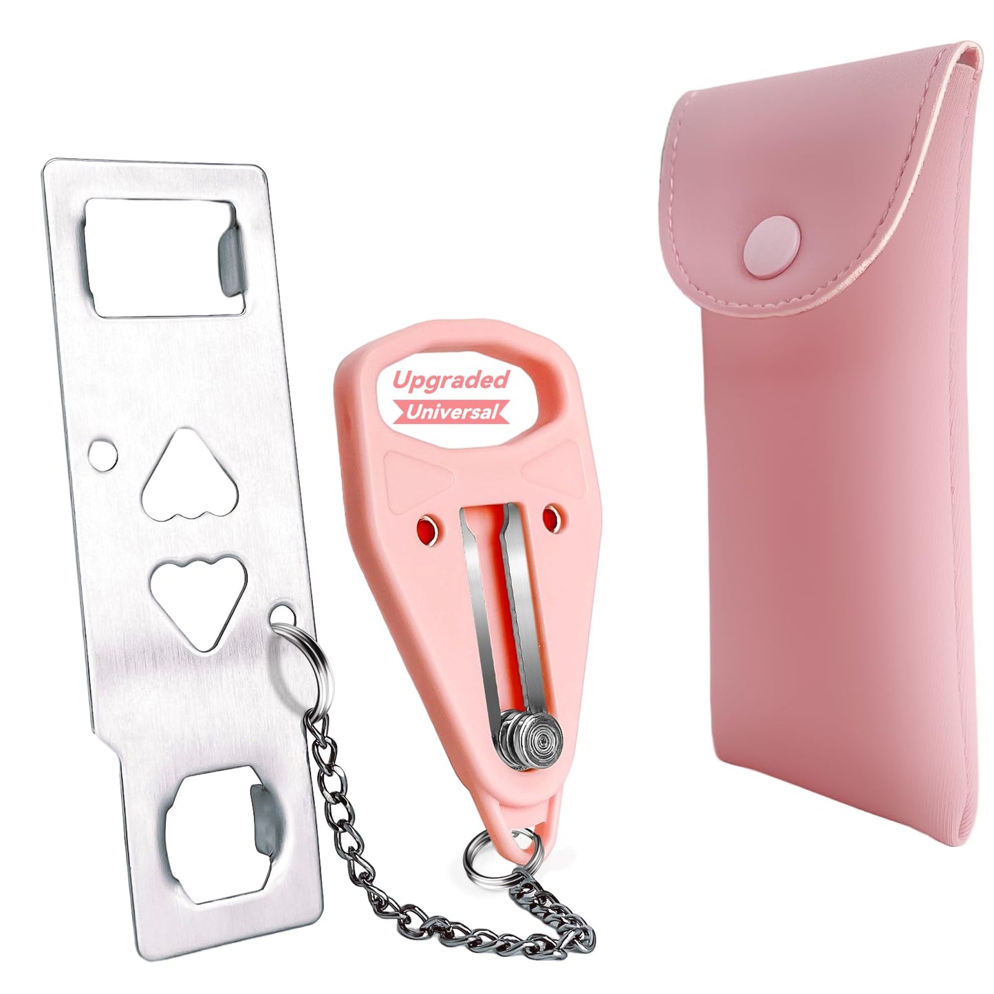 AceMining Portable Door Lock Home Security Door Locker Travel Lockdown Locks for Additional Safety and Privacy Perfect for Traveling Hotel Home Apartment College-Pink(1 Pack)