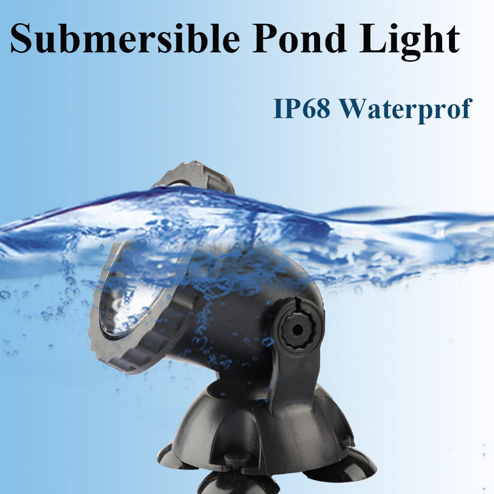 GZKANFUL Color Changing Pond Lights Underwater RGB LED Spotlight Dim Adjustable IP68 Waterproof Submersible Outdoor Landscape Spot Lights for Garden Aquarium Tank Lawn Fountain Tree Flag (6 in Set) - Like New