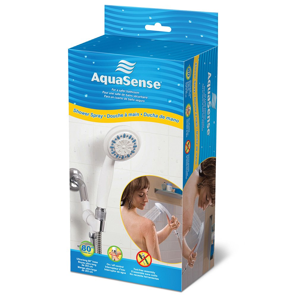 AquaSense 3 Setting Handheld Shower Head with Ultra-Long Stainless Steel Hose, White