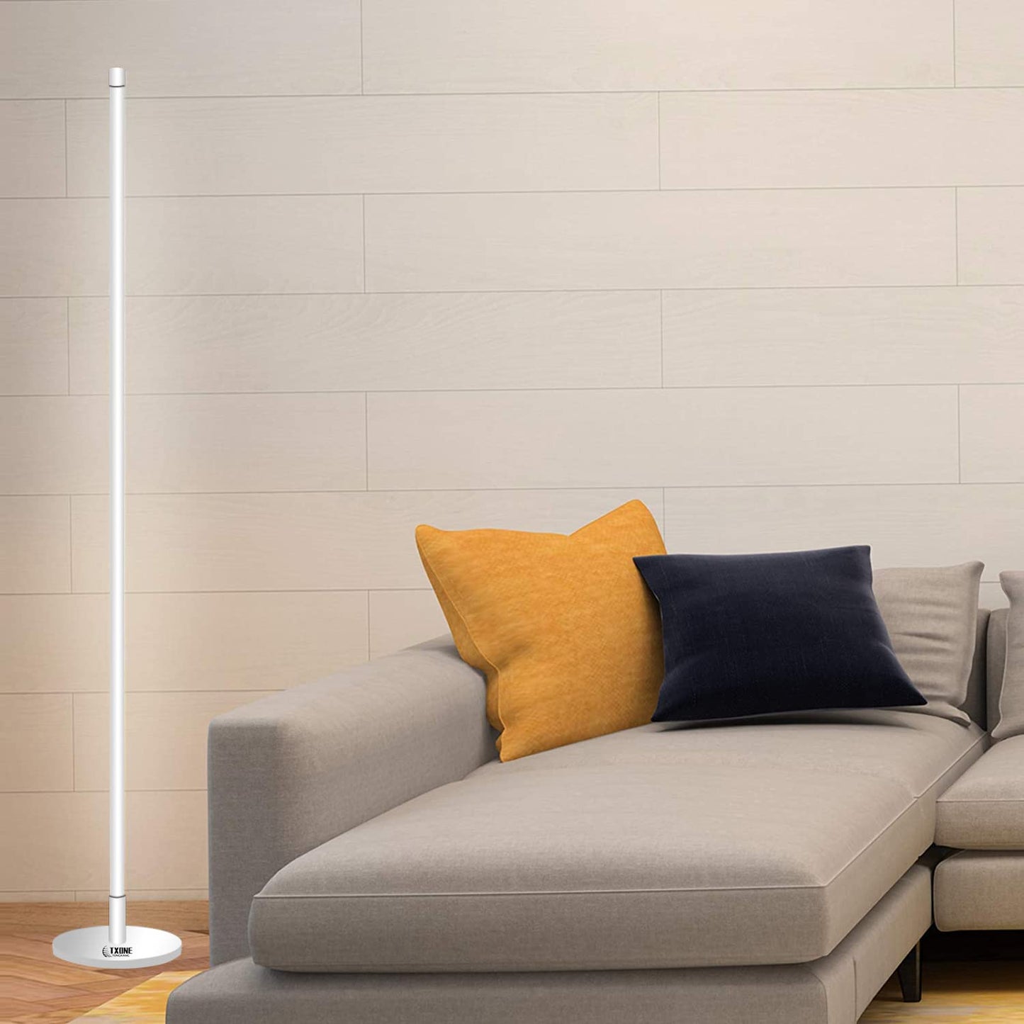 Modern Floor Lamp Led Standing Corner Lamp White Decor Contemporary Metal Floor Lamp for Living Room Bedrooms with Remote & Touch Control - Like New