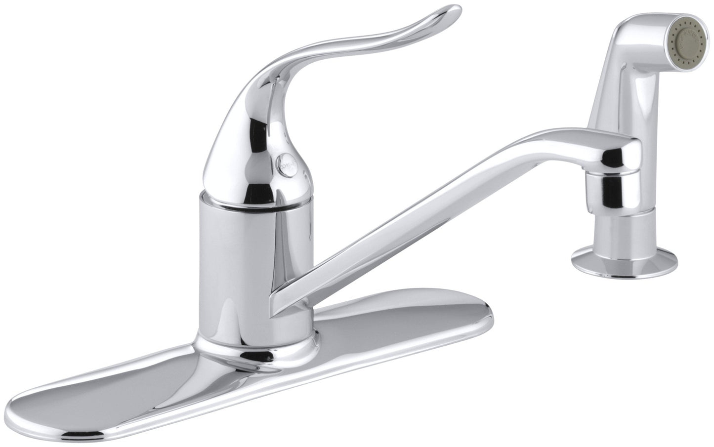 KOHLER 15172-F-CP Coralais(R) Three-Hole Sink 8-1/2" spout, Matching Finish sidespray and Lever Handle Kitchen Faucet, Polished Chrome - Like New