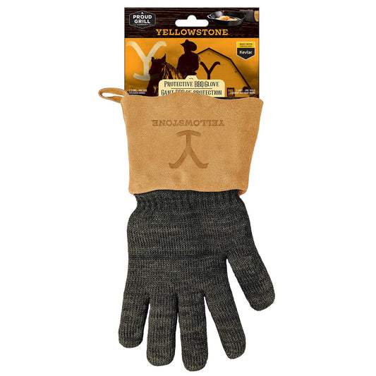 Y Yellowstone BBQ & Utility Glove - Grill Glove Built with Kevlar® Fibers | Ideal Protective BBQ Glove for Grilling or Work Glove | Long Protective Leather Cuff | Authentic Yellowstone Merchandise.