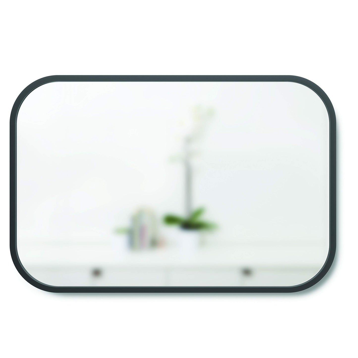 Umbra Hub Rectangular Mirror with Rubber Frame, Modern Decor for Entryways, Washrooms, Living Rooms, 24 x 36, Black