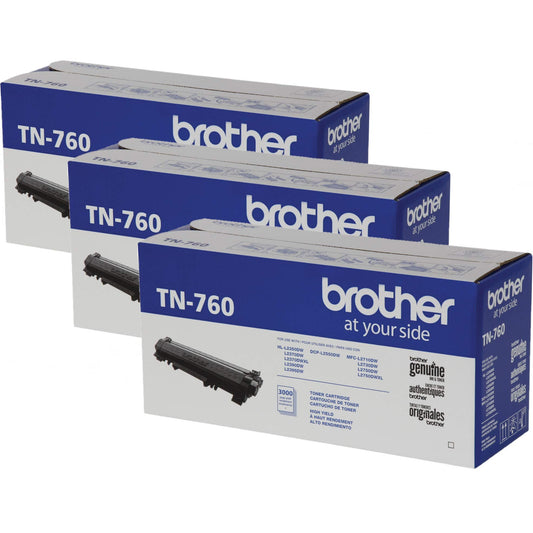 Brother TN-760 DCP-L2550DW HL-L2350DW 2370 2370 2390 2395 MFC-L2710 L2750 2750DW XL Replacement Toner Cartridge (Black) in Retail Packaging / 3-Toner Cartridges
