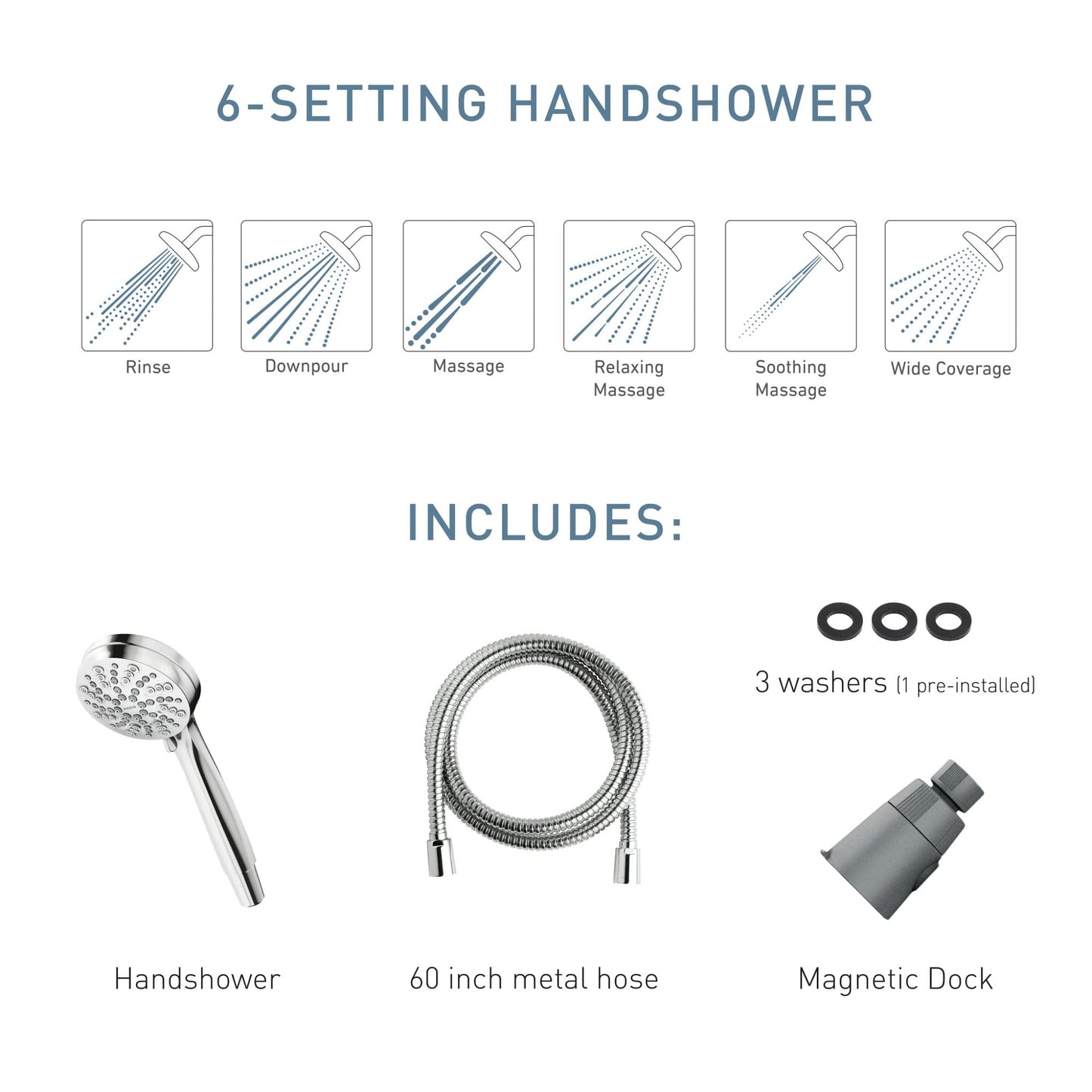 Moen Engage Magnetix Spot Resist Brushed Nickel 3.5-Inch Six-Function Eco-Performance Handheld Showerhead with Magnetic Docking System for Bathroom Shower, 26100SRN - Like New