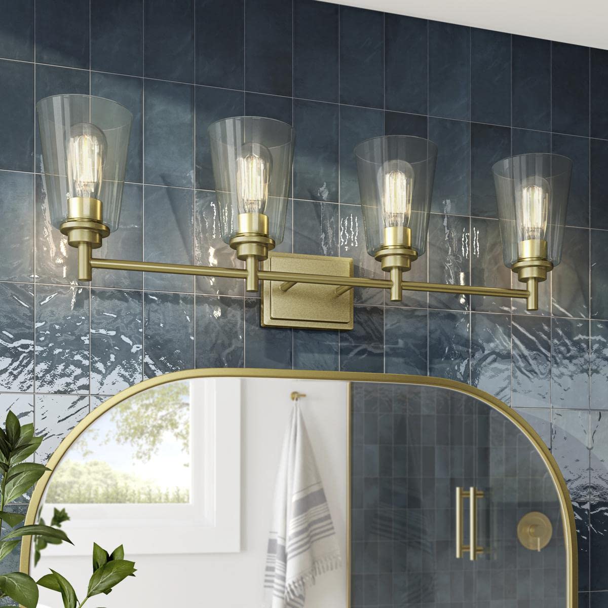 DESIGNERS FOUNTAIN Westin 31" Wide Brushed Gold Metal 4-Light Bath Light