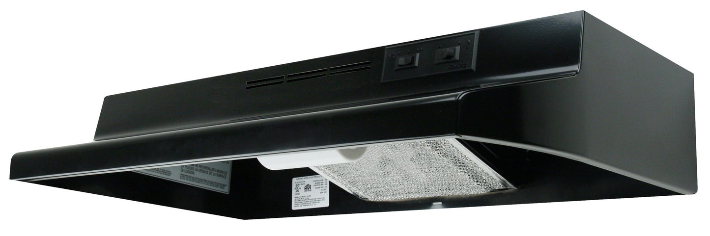 Air King AV1306 Advantage Convertible Under Cabinet Range Hood with 2-Speed Blower and 180-CFM, 7.0-Sones, 30-Inch Wide, Black Finish - Like New