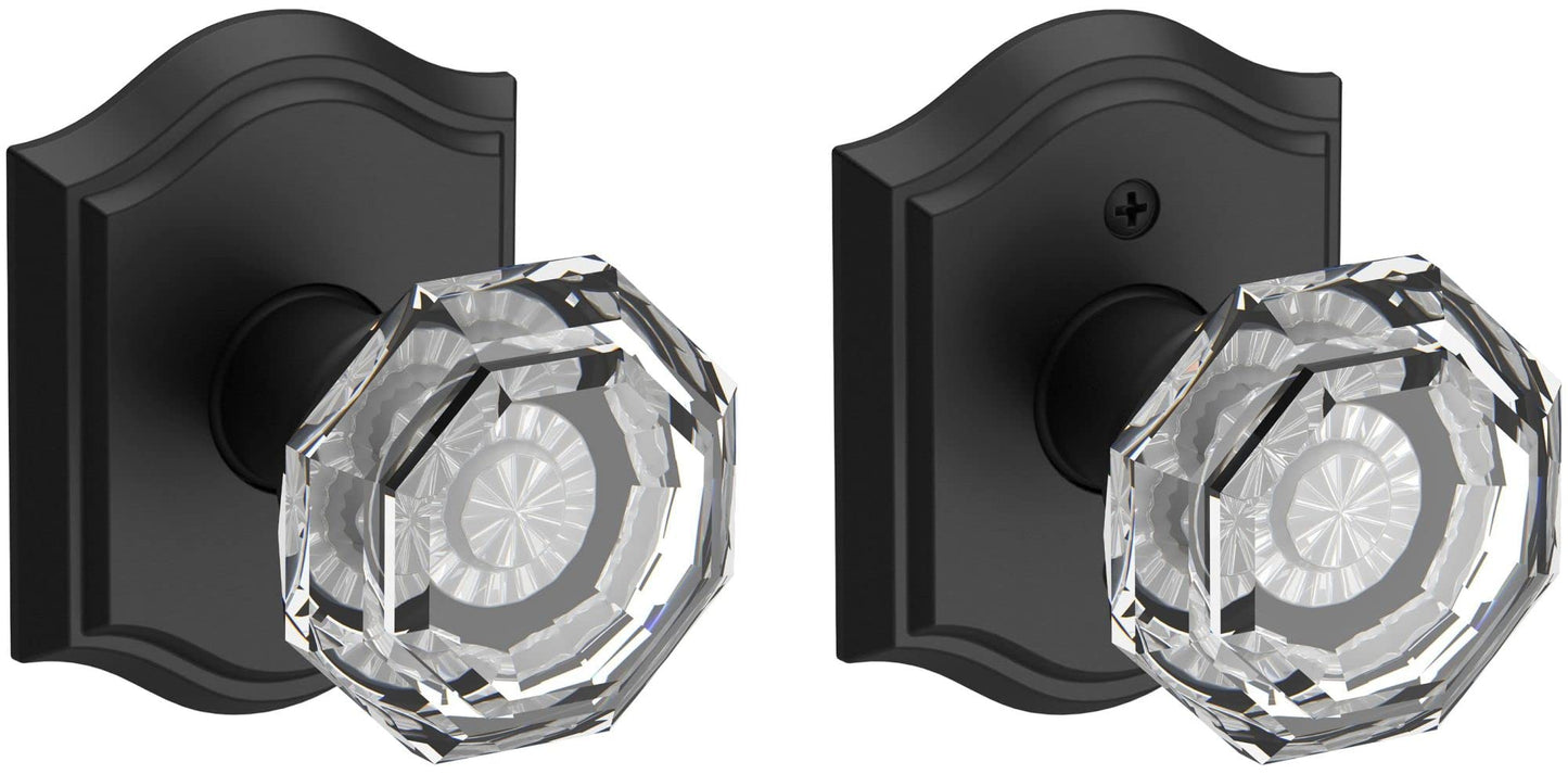 Baldwin FDCRYTAR044 FD.CRY.Tar Crystal Non-Turning Two-Sided Dummy Door Knob Set with Arch Rose
