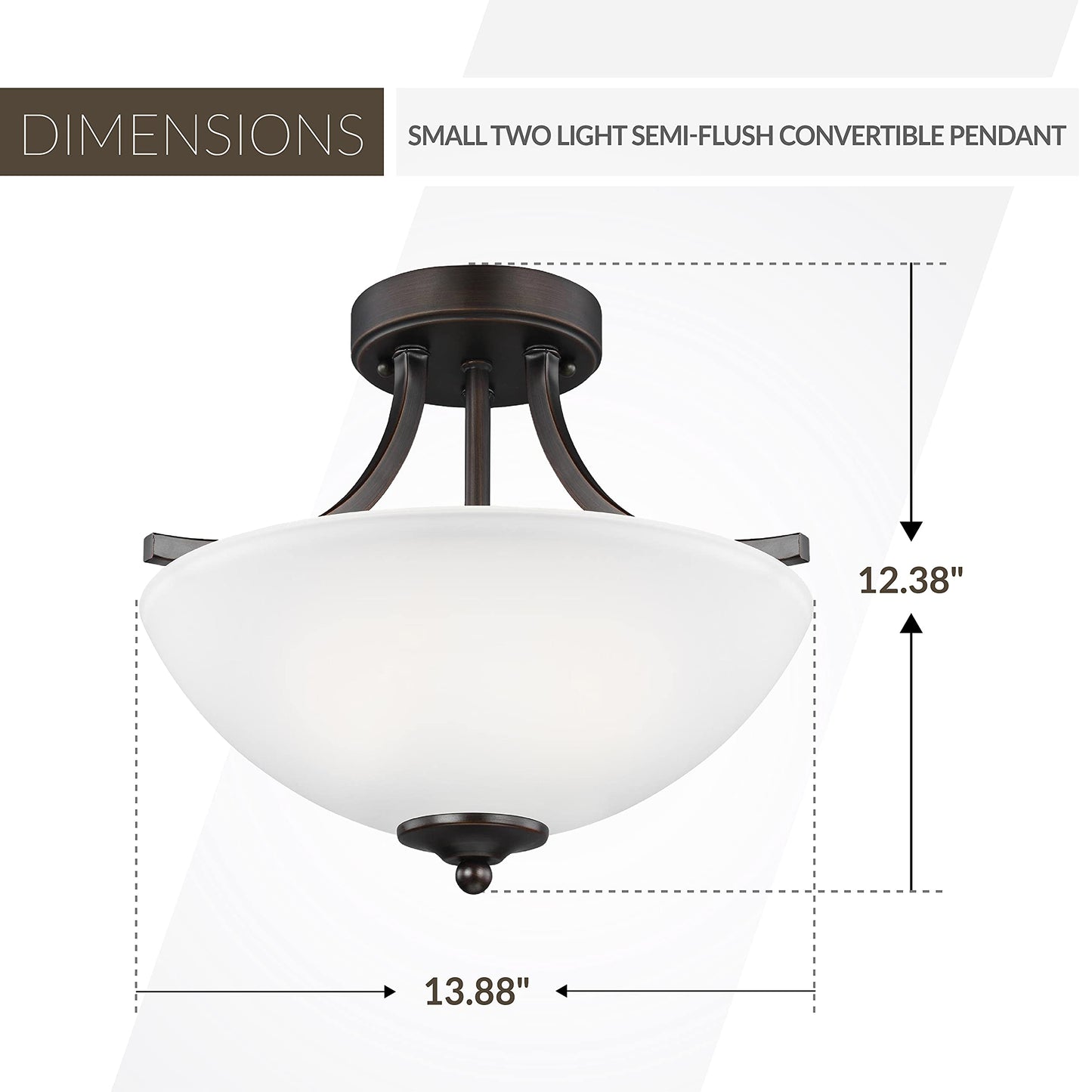 Generation Lighting 7716502EN3-710 Transitional Two Light Semi-Flush Convertible Pendant from Seagull - Geary Collection in Bronze/Dark Finish, - Like New