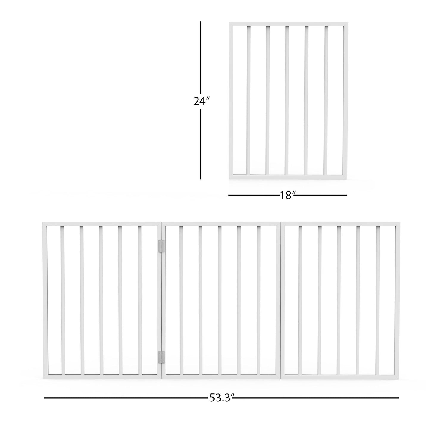 Indoor Pet Gate - 3-Panel Folding Dog Gate for Stairs or Doorways - 54x24-Inch Freestanding Pet Fence for Cats and Dogs by PETMAKER (White) - Very Good