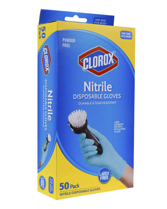 Clorox Disposable Nitrile Gloves, 50 Count, 25 Pairs - Like New