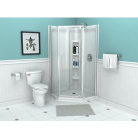 American Standard Axis 50.86-in W x 73-1/4-in H Silver Neo-Angle Shower Door - Like New