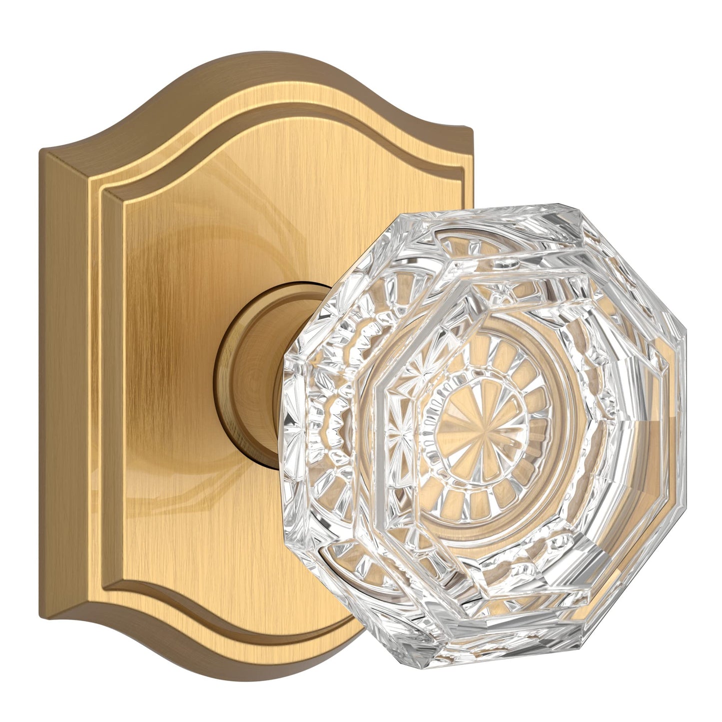 Baldwin FDCRYTAR044 FD.CRY.Tar Crystal Non-Turning Two-Sided Dummy Door Knob Set with Arch Rose