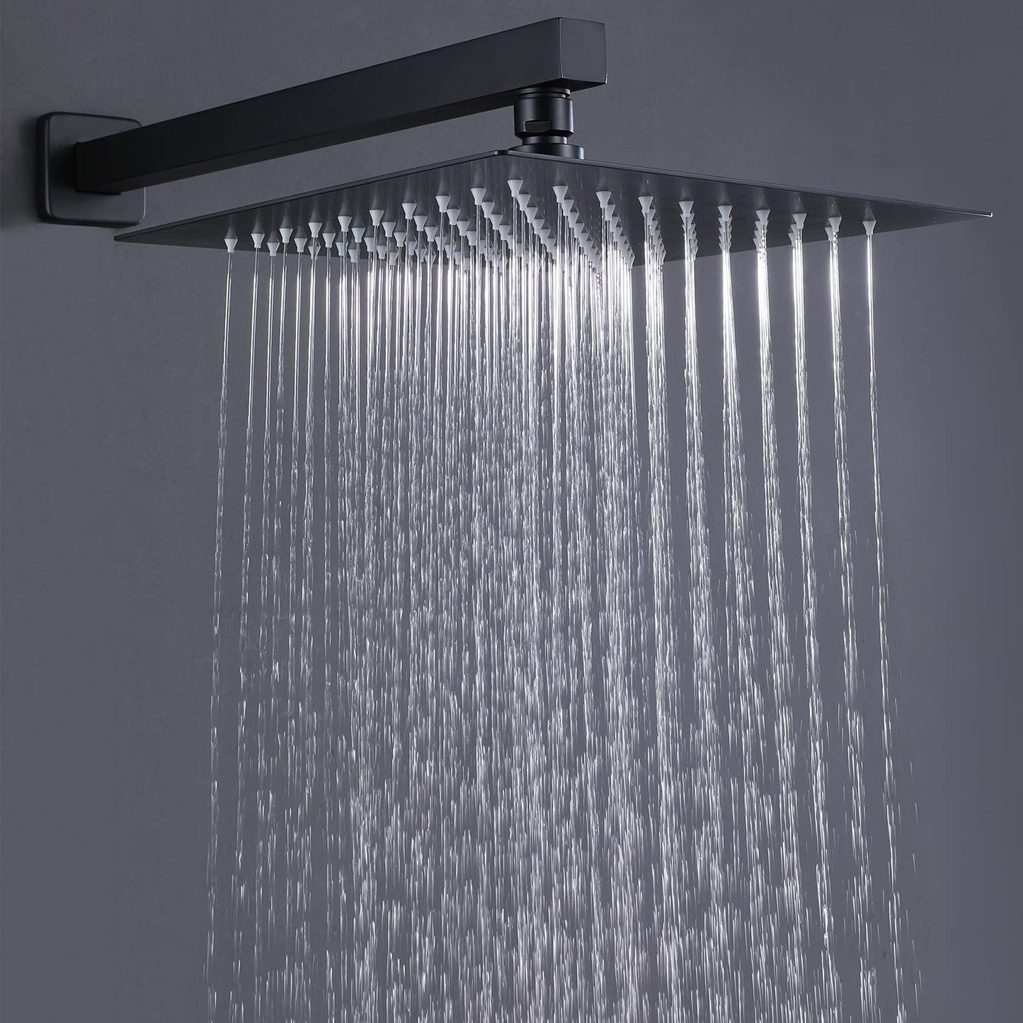 RBROHANT Black Shower Head and Handle Set, Matte Black Rain Shower Head with Valve Set, 10 Inch Overhead Shower Head Sets for Bathroom with Rough-in Valve, Wall Mounted, RB0785 - Like New