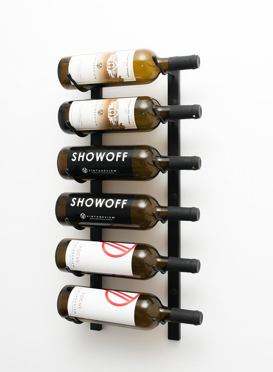 VintageView W Series Wine Rack 2 - Single Depth, Metal Wall Mounted Wine Rack - Modern, Easy Access Wine Storage - Space Saving Wine Rack with 6 Bottle Storage Capacity (Satin Black)