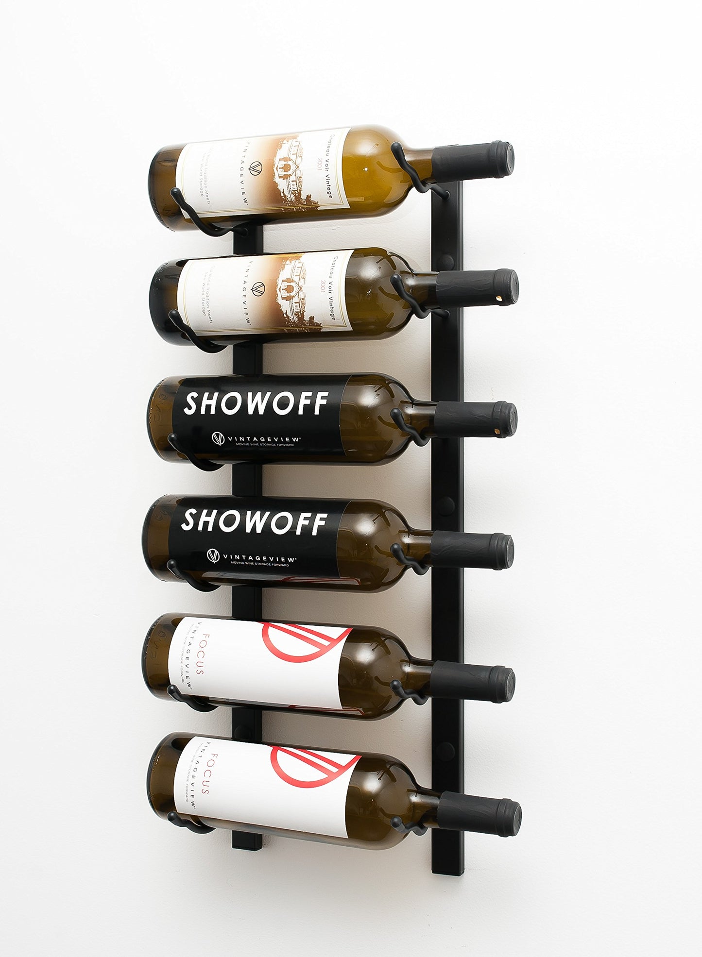 VintageView W Series Wine Rack 2 - Single Depth, Metal Wall Mounted Wine Rack - Modern, Easy Access Wine Storage - Space Saving Wine Rack with 6 Bottle Storage Capacity (Satin Black) - Like New