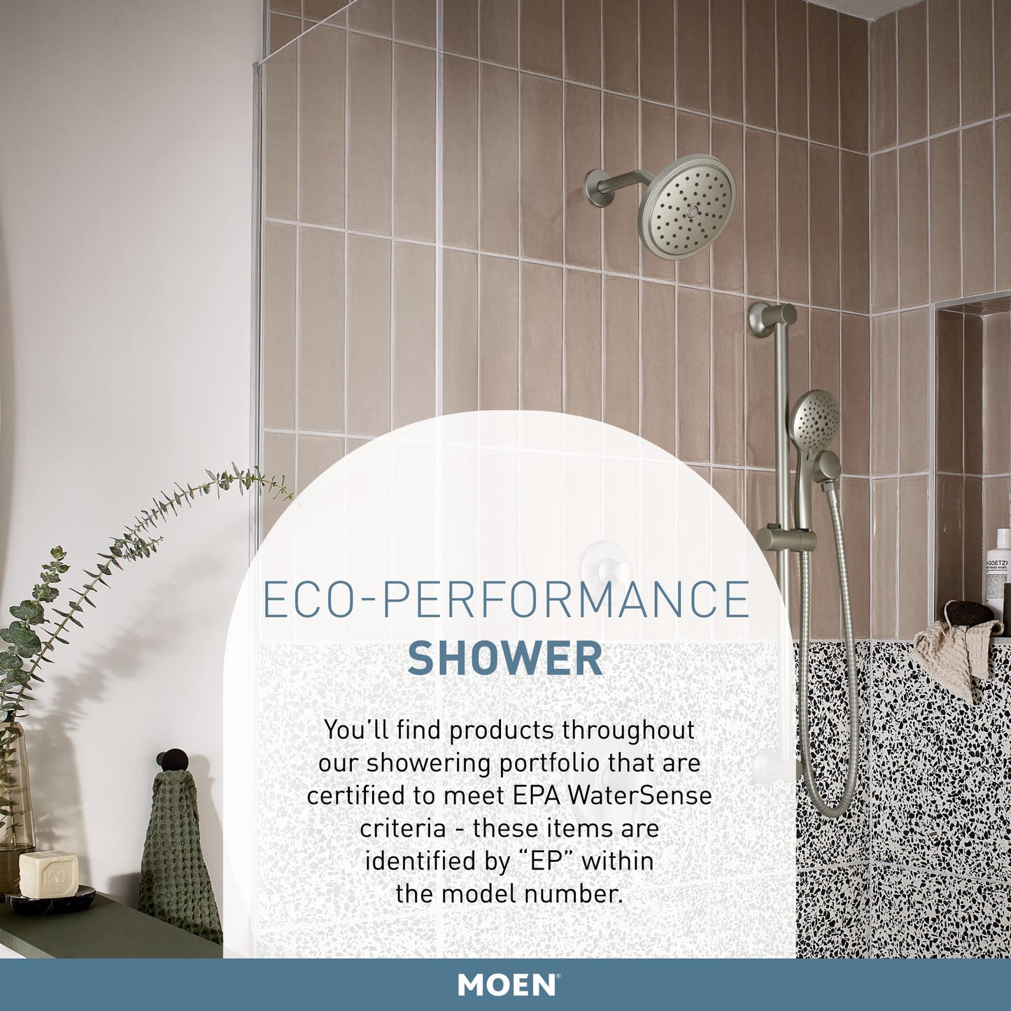 Moen Eco-Performance Oil-Rubbed Bronze 4-Spray Pattern Detachable Handheld Showerhead with 69-Inch-Long Hose with 30-Inch Slide Bar, 3669EPORB