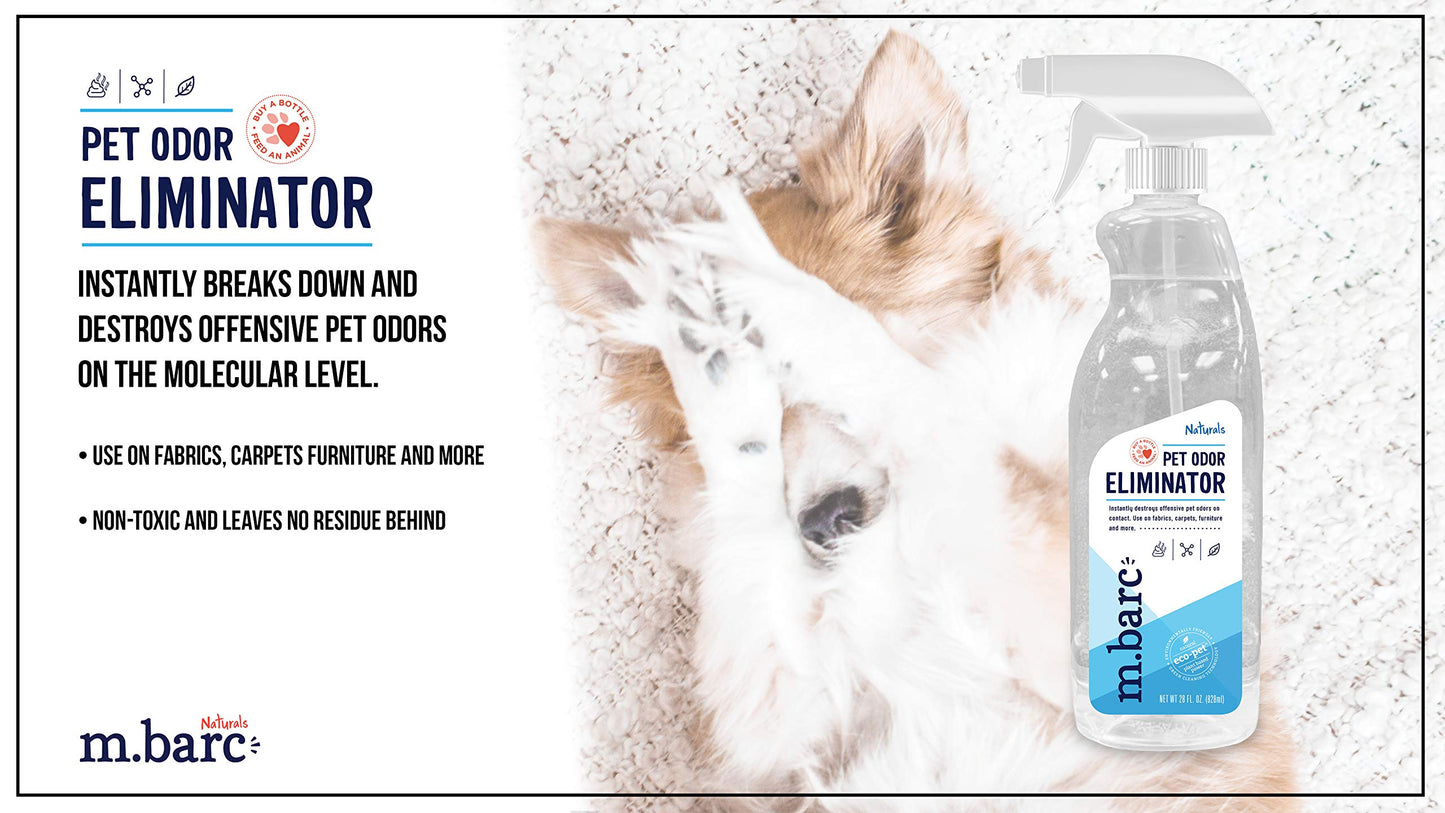 M.BARC Naturals Pet Odor Eliminator Spray 28oz. (2-Pack) - Eliminate Pet Odors from Your Home - Natural Odor Destroyer for Pet Beds and Spaces with Those Nasty Cat & Dog Odors